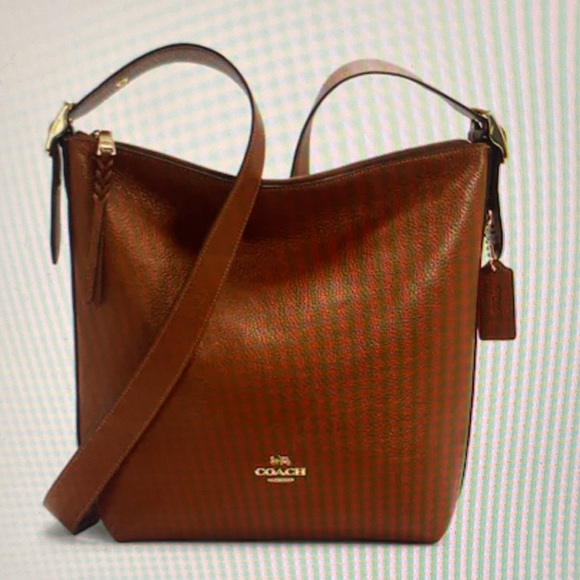 HP🎉 COACH Val Duffle, Shoulder or Crossbody, Redwood Brown, Pebble Leather, NWT - Picture 2 of 15